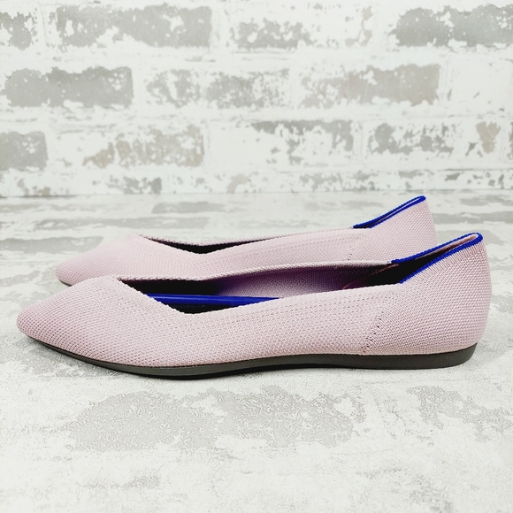 New Rothy's The Flat Pink Knit Pointy Toe Slip On Loafers O 345